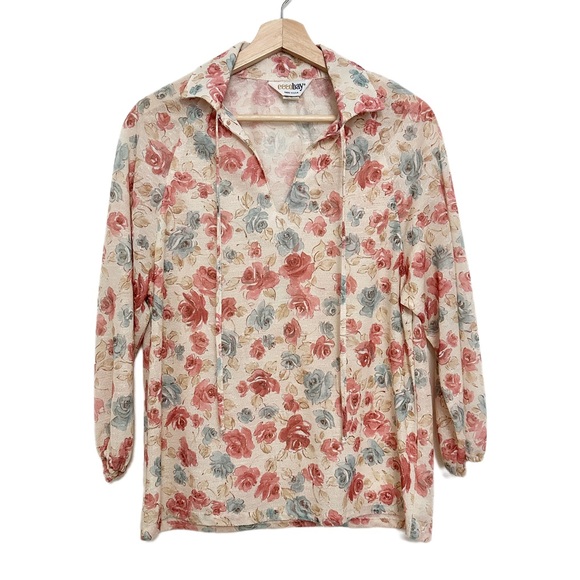 Vintage Floral Blouse Size Medium - Picture 1 of 7